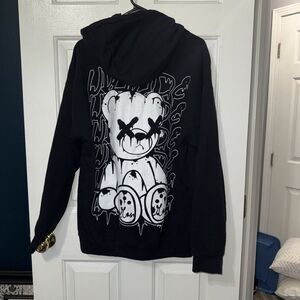 Boohoo MAN Mens Medium Hoodie Dark Teddy Huge Back Hit Official License